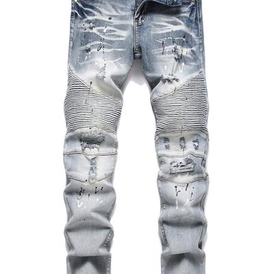 TEMU Men's Slim Fit Jeans Ripped Skinny Jeans For Men, Jeans Stretch Moto Cargo Denim Pants