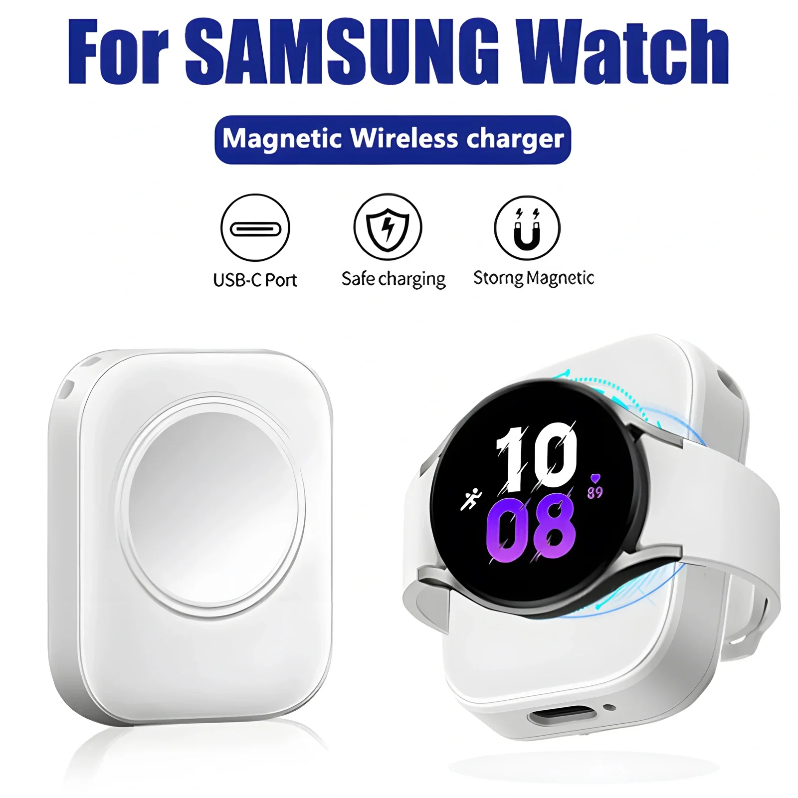 Neue magnetische drahtlose tragbare Uhr USB Typ C Schnell ladegerät für Galaxy Watch Ultra/7/6/6 Classic/5 Pro/5/4 /4 Classic/3/Active Image