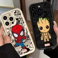 Marvel Groot SpiderMan Custodia per telefono per Apple iPhone 16 15 14 13 12 11 Pro Max XS XR X 7 8 Plus SE Fonda Shell Custodia morbida in silicone