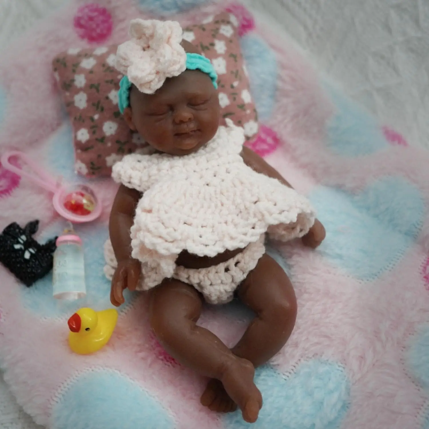 Mini bébé Reborn en silicone avec accessoires d'alimentation, fille noire Emma, jouet de simulation à collectionner pour bébé, corps entier, beurre, 4.5 po
