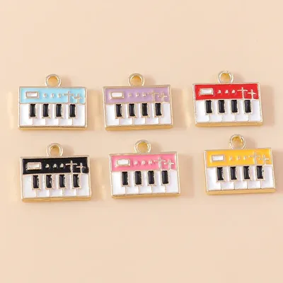 Leslie 10Pcs Cute Charms Enamel Musical Instrument Piano Charms Pendants for DIY Bracelet Necklace