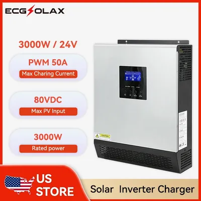 ECGSOLAX 2400W Hybrid Solar Inverter 24V 110V With PWM 50A Charging Controller Off-grid Solar