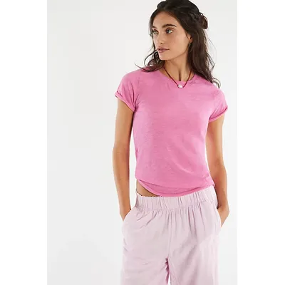 We The Free Hazy Tee at Free People in Carmine Rose, Size: Small