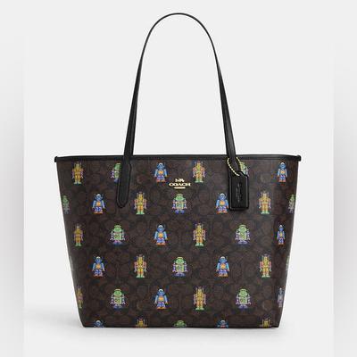 Coach Bags | Brand New Coach Cosmic Citytote Handbag With Robot Print Msrp:$445.00 | Color: Black/Brown | Size: Large