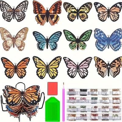 TEMU 12pcs Diamond Art Coaster Kits, Round Coasters With Stand, Insect Theme Diy Craft Set, Other Wood Material, For Adults, Beginners