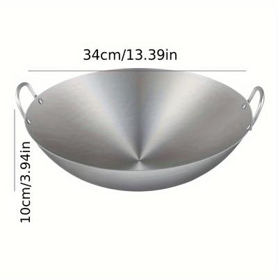 TEMU Wongirl Premium Stainless Steel Wok - , & Heat-resistant Cooking Pan For Gas And Induction Stovetops - Essential Kitchen Gadget