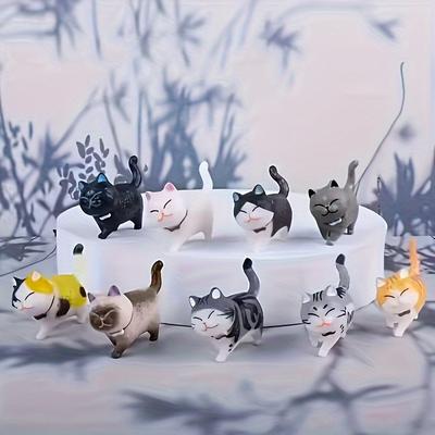 TEMU 9pcs Miniature Cat - Realistic Pvc Kitten Statues For Dollhouse Decoration, Diy Micro Landscape, And Fairy Garden Accessories - Indoor And Outdoor Friendly, Room Decor