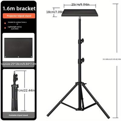 TEMU Adjustable Projector Tripod Stand Bracket - Carbon Steel Camera And Laptop Desk & Floor Mount Holder, Uncharged, Non-wireless, No Battery Included