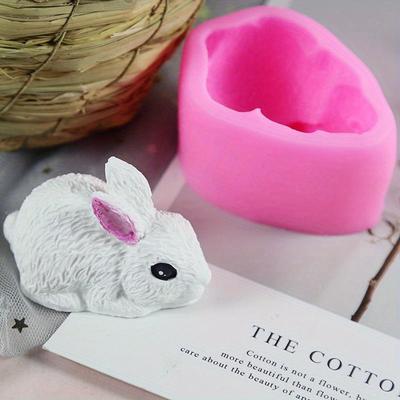 TEMU 1pc 3d Rabbit Candle Silicone Mold Design, Aromatherapy Diy Ornament With Drip Glue Decoration Random Color