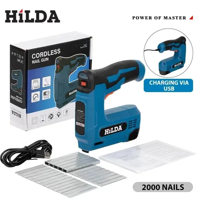 HILDA Wooden Frame Stapler Pneumatic Nail Gun Furniture Pneumatic Gun Home DIY 2000 Stapler Power Tools Portable