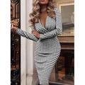 Femme Robe mi-longue Robe Portefeuille Robe moulante Anniversaire Robes semi-formelles Vacances du quotidien Standard Floral manche longue Col V Noir et Blanc Noir Rose Claire Eté