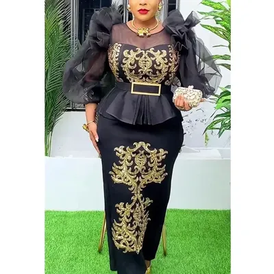 Plus Size Evening Dresses for Women African Luxury Sequin Gown Elegant Spring Wedding Party Long Dress Ankara Ladies Clothing