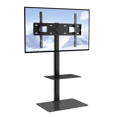 SucceBuy TV-Ständer, drehbar, hoher TV-Ständer für 32–65/70 Zoll große Fernseher, höhenverstellbar, tragbarer Boden-TV-Ständer, max. VESA 600 x 800 mm