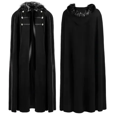 2024 männer Medieval Vintage Einfarbig Mantel Viking Mit Kapuze Pelz Kragen Mäntel Capes Eimer Mäntel Halloween Hohe Qualität Kostüm Image