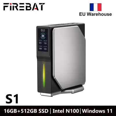 FIREBAT S1 Intel N100 CPU Mini PC Computer Gamer Gaming DDR4 16 GB RAM 512 GB SSD Windows 11 BT4.2 Dual HDMI Desktops Computer