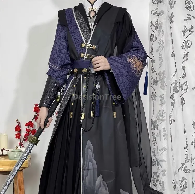 Exquisiter Hanfu-Anzug im exotischen Stil für Herren, chinesischer Stil, Cosplay-Hanfu, Retro-Klassiker, Jugend-Kampfkunst-Stil, Kriegerrobe, 5-in-1-Set Image