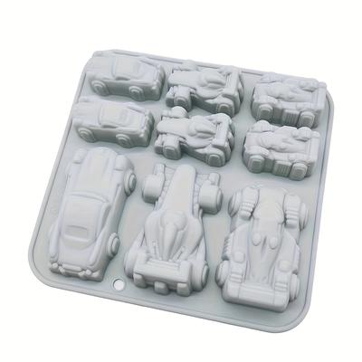 TEMU 1pc Silicone Jelly Pudding Mold, 9- Race Car Chocolate Molds, Creative Rectangle Silicone Bakeware, Manual, For Birthday, Dessert, Chocolate Making Image