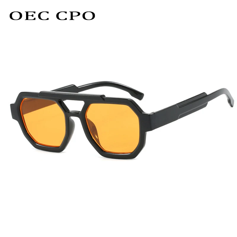Retro Punk Quadratische Sonnenbrille Vintage Dicker Rahmen Orange UV400 Schutz Unisex Weibliche Shades Brillen für Männer Und Frauen