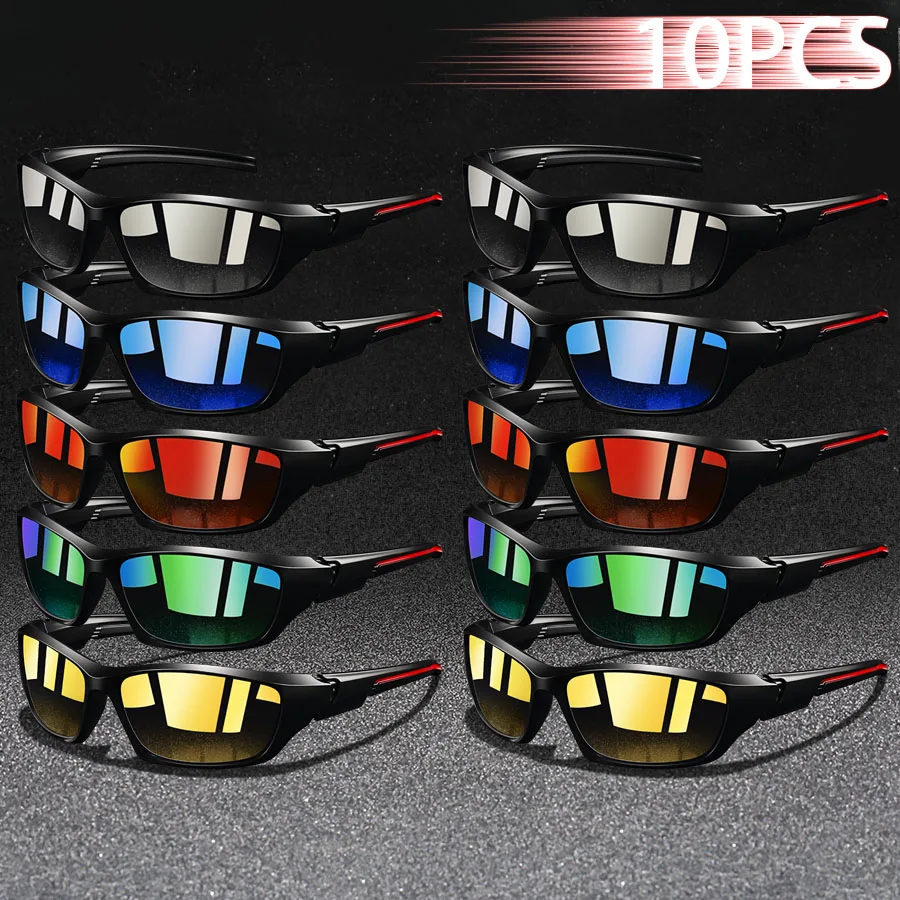 10 Stück Modische Vintage-Sonnenbrillen für Autofahren, Angeln, Radfahren, Sport-Sonnenbrillen für Männer und Frauen, Laufen, Bergsteigen, Sport-Sonnenbrillen