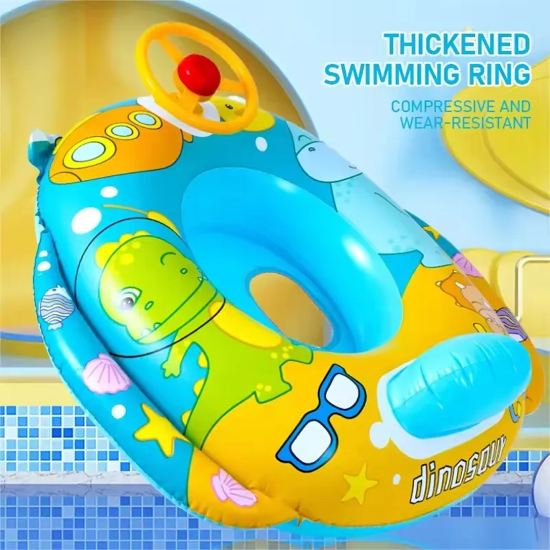 Cartoon Schwimmen Ring Baby Wasser Spielzeug mit Lenkrad Sommer Im Freien Aufblasbare Spielzeug Schwimm Sitz Strand Pool Wasser Spielen Spielzeug Image