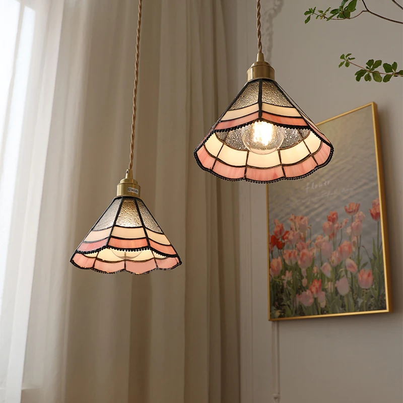 Messing Glas Kronleuchter nordischen Vintage Bar Restaurant Schlafzimmer Nachttisch lampe kreative Persönlichkeit Pendel leuchte Cafe Decke hängen wohnzimmer deko deckenlampen hängelleuchte