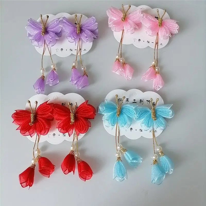 2pcs neue Mode Perle Blütenblatt Schmetterling Haars pangen Mädchen niedlichen Haarnadeln Haarschmuck Haars pangen Kind Kopfschmuck Image