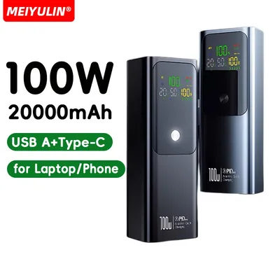 Für Laptop PD 100 W Power Bank 20000 mAh Externe Batterie Kapazität Schnelle Lade Tragbare Ladegerät Power Für iPhone 16 Samsung