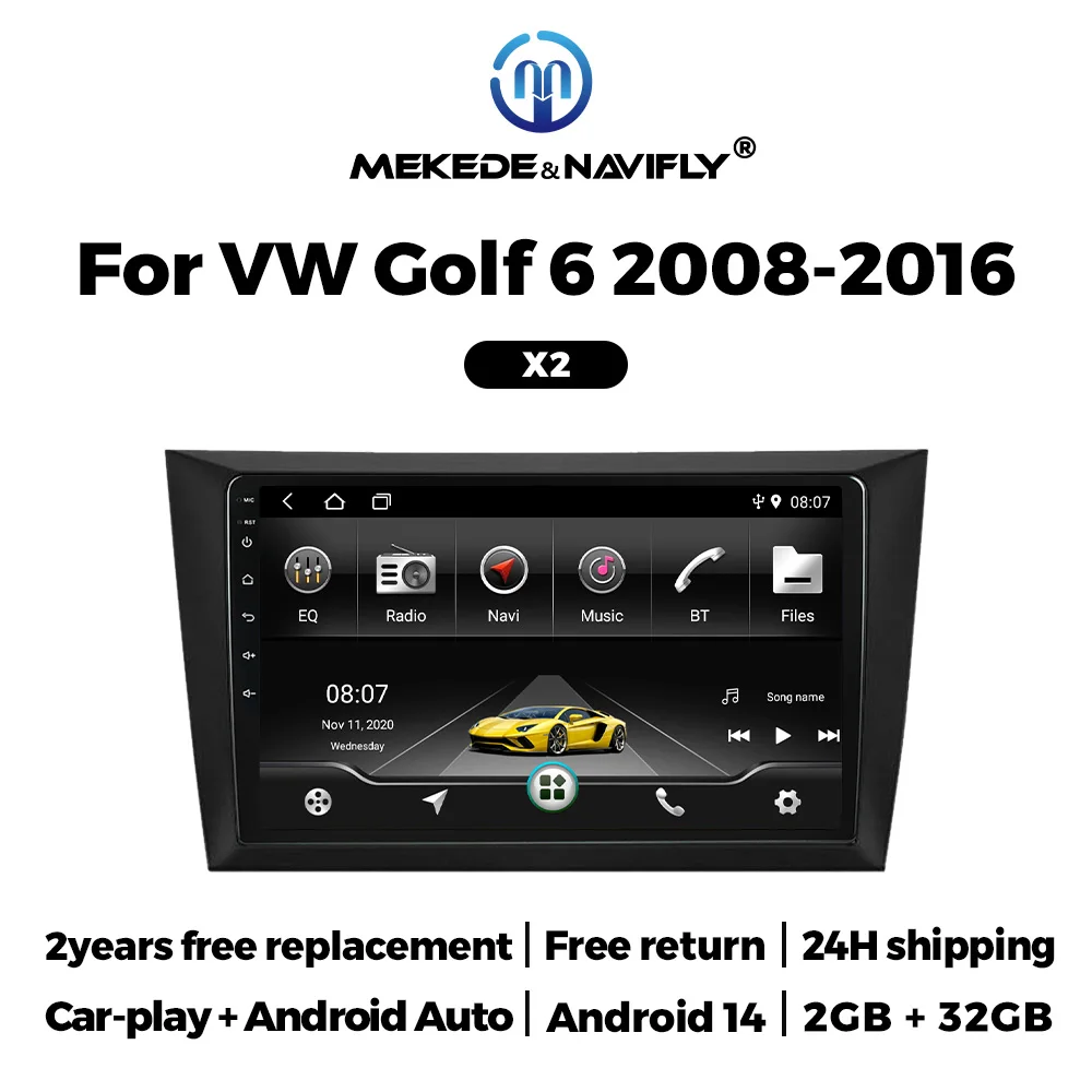 NaviFly 2 Din Drahtlose Carplay Android Auto Auto Radio Für Volkswagen VW Golf 6 MK6 GTI 2008-2016 multimedia Video Player GPS BT Image