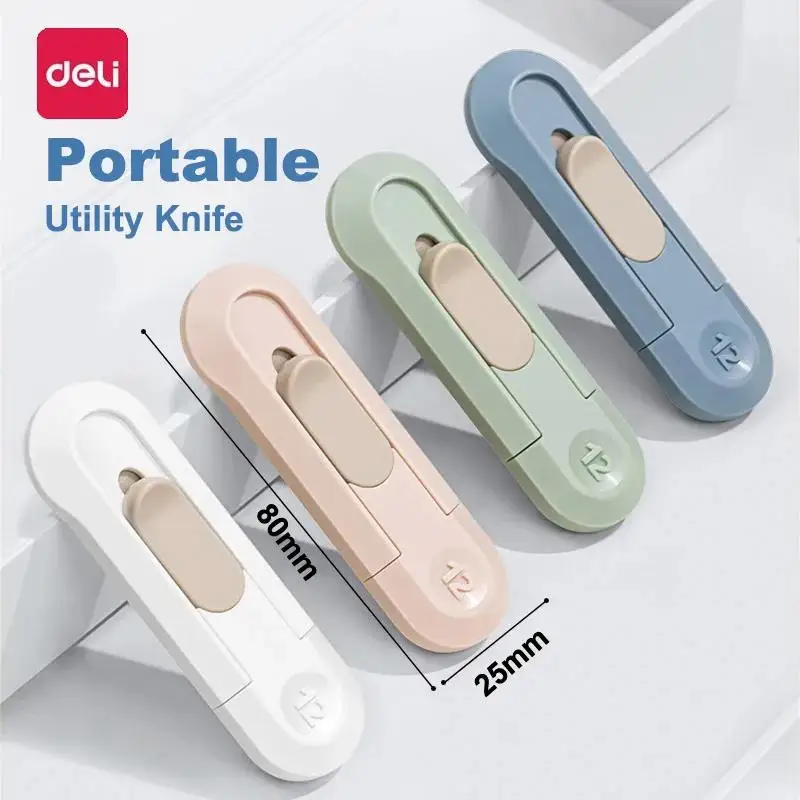 Deli 1/4 stücke Tragbare Papier Cutter Mini Schneiden Messer SK5 Utility Messer Metall Klingen Einfach Tragen Schneider Messer Schreibwaren Image
