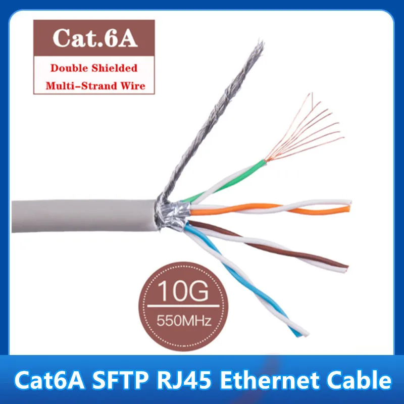 10/25/50 m 10G Hochgeschwindigkeits-SFTP Cat6A-Ethernet-Kabel RJ45 doppelt geschirmtes mehradriges LAN-Internet-Kabel Netzwerk Cat6A-Patchkabel Image
