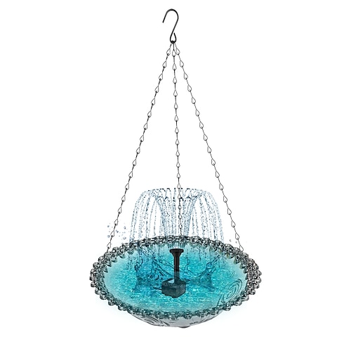 hängendes Vogelbad mit Solar-Springbrunnenpumpe, Vogelbad für draußen, Solar-Vogelbad, multifunktionales Becken, Kolibri-Futterspender für Vögel, für Hinterhof, Terrasse, Garten, Hofdekoration