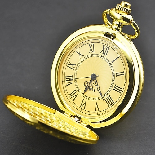Bronze Vintage Halskette Taschenuhr Römisches Memorial Große offene Chatelaine Quarz Taschenuhr Oben hängende Uhr Image