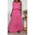 Damen Kleid-Set Casual kleid Rock-Set Brautkleider schlicht Glatt Rüsche Maxidress Langarm V Ausschnitt Outdoor Täglich Gelb Hellgrün Rosa Sommer Frühling Regular Fit