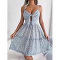 Damen Midikleid Wickelkleid Sommerkleid A Linie Kleid Cami-Kleid Urlaub Strand Design Urlaub Täglich Regular Fit Blumen Ärmellos V Ausschnitt Weiß Rote Blau Sommer