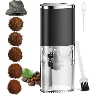 USB Rechargeable Portable Coffee Grinder Stainless Steel Ceramic Burr Grinder Adjustable Coarse Fine