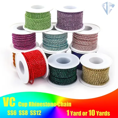 10 Yards Glass crystal Strass Rhinestone Cup Chain Sew On Diamond Glue-On Close Chains Glitter Trim