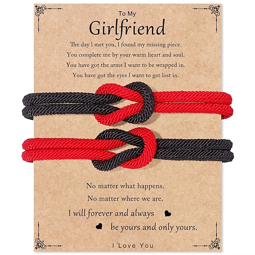 Verstellbare Rope Paare Armbänder für Männer Freund Freundin Seelenverwandte Ehemann Ehefrau Jahrestag Valentinstag Geburtstagsgeschenk für ihn und sie Image