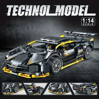Technical Super Speed Green Lamborghinis Sports Car Model Building Blocks Assemble Famous Vehicle