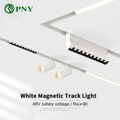 White Magnetic Track Light Dimmable Folding Magnet Spotlight 48V Tuya Zigbee Dali Smart Linear