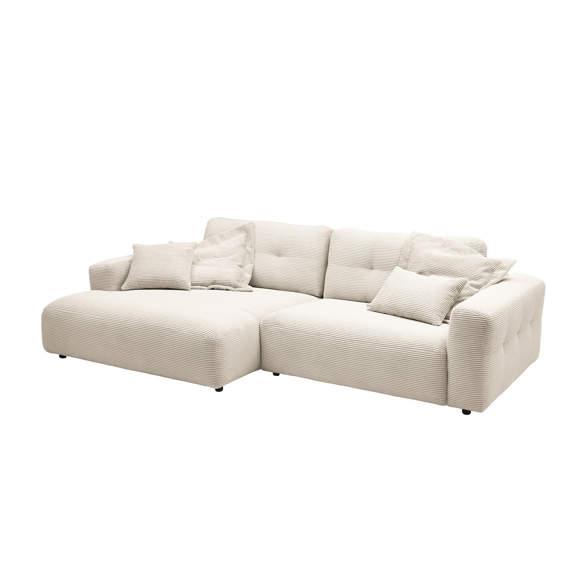 KAWOLA Sofa MIKA Ecksofa Cord cremeweiß Longchair links Image