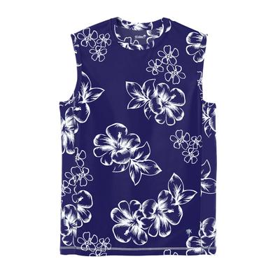 Men's Big & Tall Cling-Free Swim Muscle Tank by KS Island in Navy Hibiscus (Size 4XL)