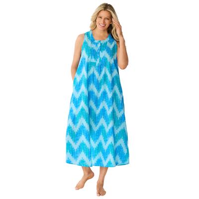 Plus Size Women's Dreams & Co® Bib Lounger by Dreams & Co. in Crystal Sea Chevron (Size L)