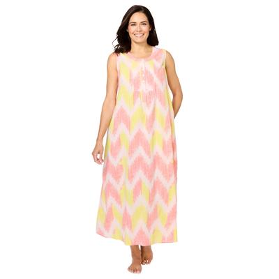 Plus Size Women's Dreams & Co® Bib Lounger by Dreams & Co. in Pink Chevron (Size L)