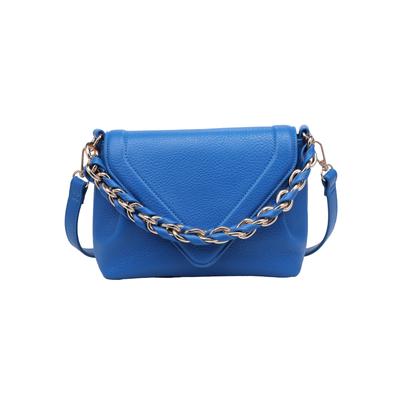 Women's Pointed Detail Flap Bag With Chain by Urban Expressions in Aqua Blue (Size NO SIZE)