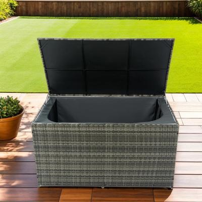200 Gal Deck Box, Rattan Outdoor Storage Box Waterproof with Liner, Wicker Patio Storage Box - 57.1"L x 27.6"W x 29.5"H