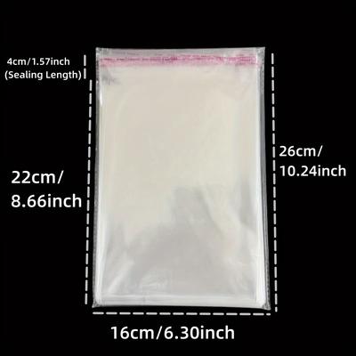 TEMU 100pcs Transparent Self-sealing Bags, Medium Sizes - Ideal For Clothing, T-shirts, Cards, Holiday - Storage & Packaging Solution With Easy