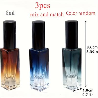 TEMU 3pcs Gradient Glass Perfume Bottles, Reusable Spray Travel Accessories, And Fragrance-free