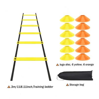 TEMU 1 Set Pe Agility Ladder For Speed Training, Horizontal Speed Ladders With Cones, Soccer & Basketball Footwork Drill Equipment, Football Fitness Training Gear