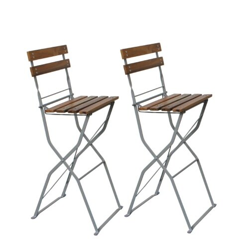 Biergartenhocker Barhocker Hochstuhl Tresenhocker Akazienholz klappbar 2er Set : 2er Set Image