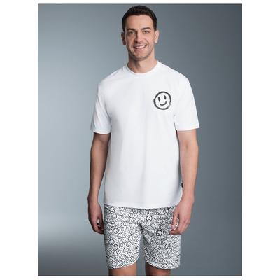 Schlafanzug TRIGEMA "TRIGEMA Kurzer Schlafanzug in fröhlichem Smiley-Design", Herren, Gr. XXXL, weiß, 100% Baumwolle, casual, Homewear-Sets Image